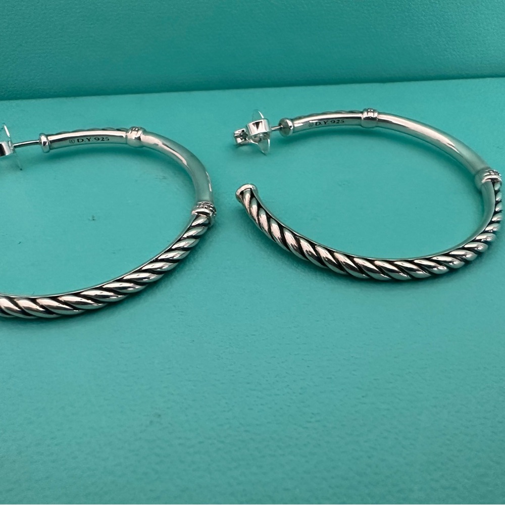 David Yurman Silver Hoop Earrings - Picture 5 of 14